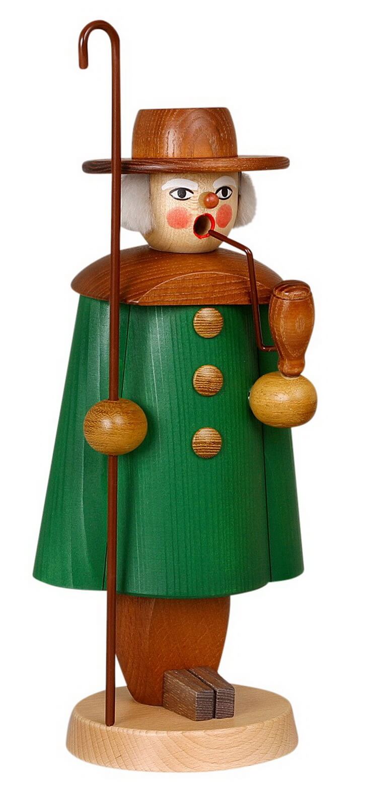 Smoking man shepherd, green, 27 cm by Jan Stephani