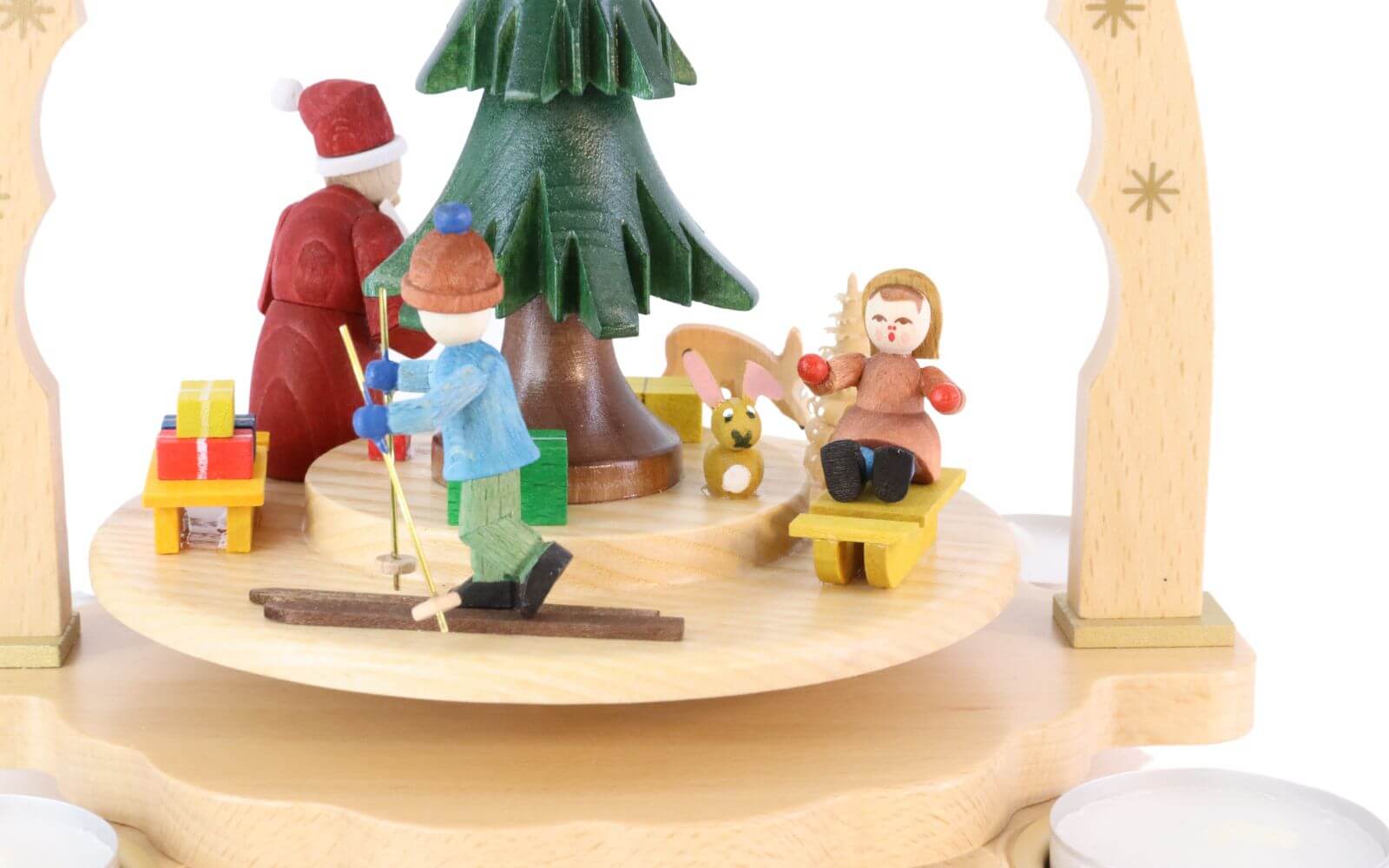 Christmas pyramid for tea lights with presents, 27 cm, colored by Richard Glässer_3