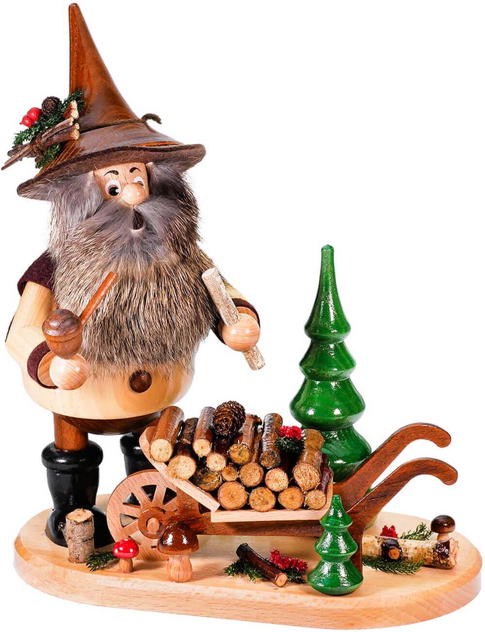 Smoking man gnome with slider, 26 cm by DWU Drechselwerkstatt Uhlig