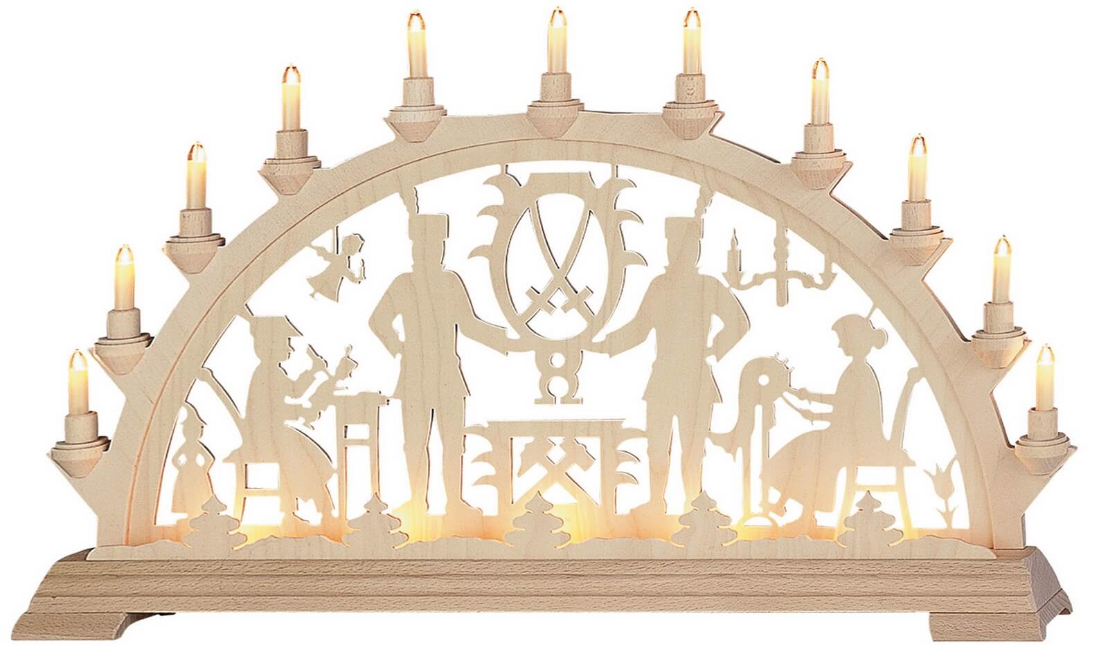 Candle arch Erzgebirge - Schneeberger, 65 cm, electrically illuminated by KWO