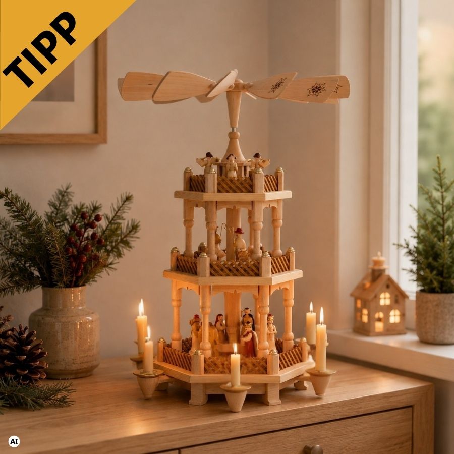 Weihnachtspyramide Heilige Geschichte, 3 – stöckig, 40 cm von Richard Glässer