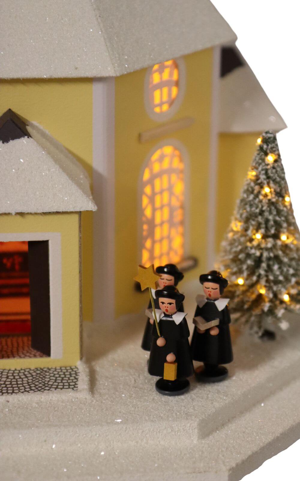 House of lights Seiffen church with Christmas tree, 42 cm by Birgit Uhlig_3