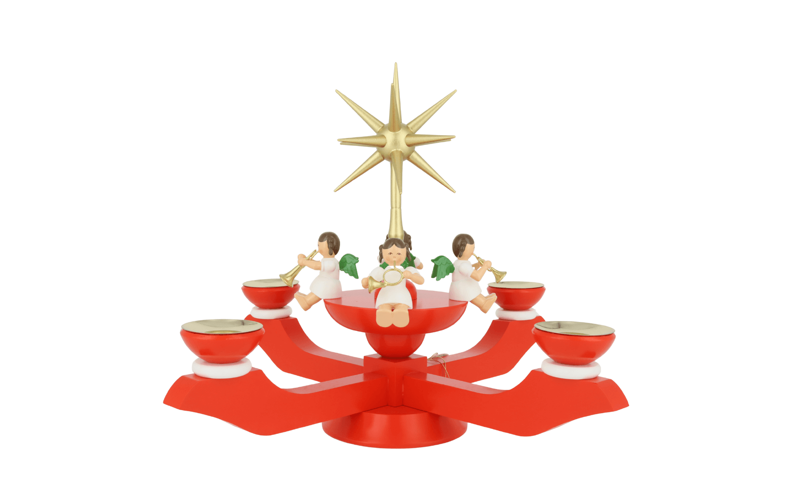 German Advent Candlestick with German Christmas Angels, red