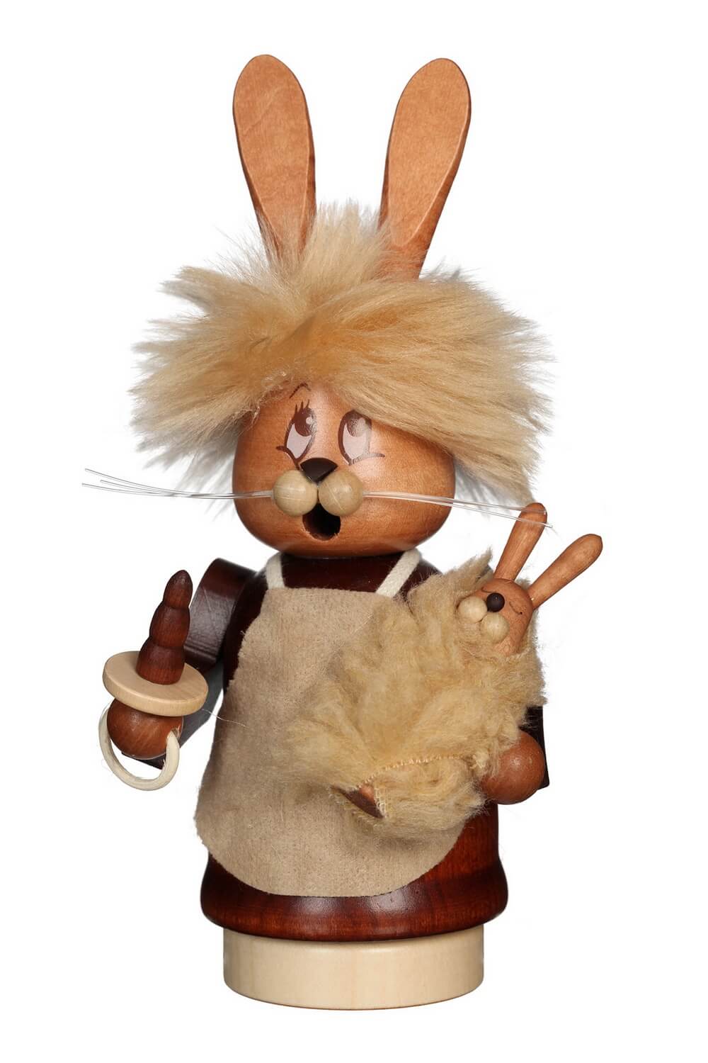 Smoking man mini gnome rabbit with baby, 16 cm by Christian Ulbricht