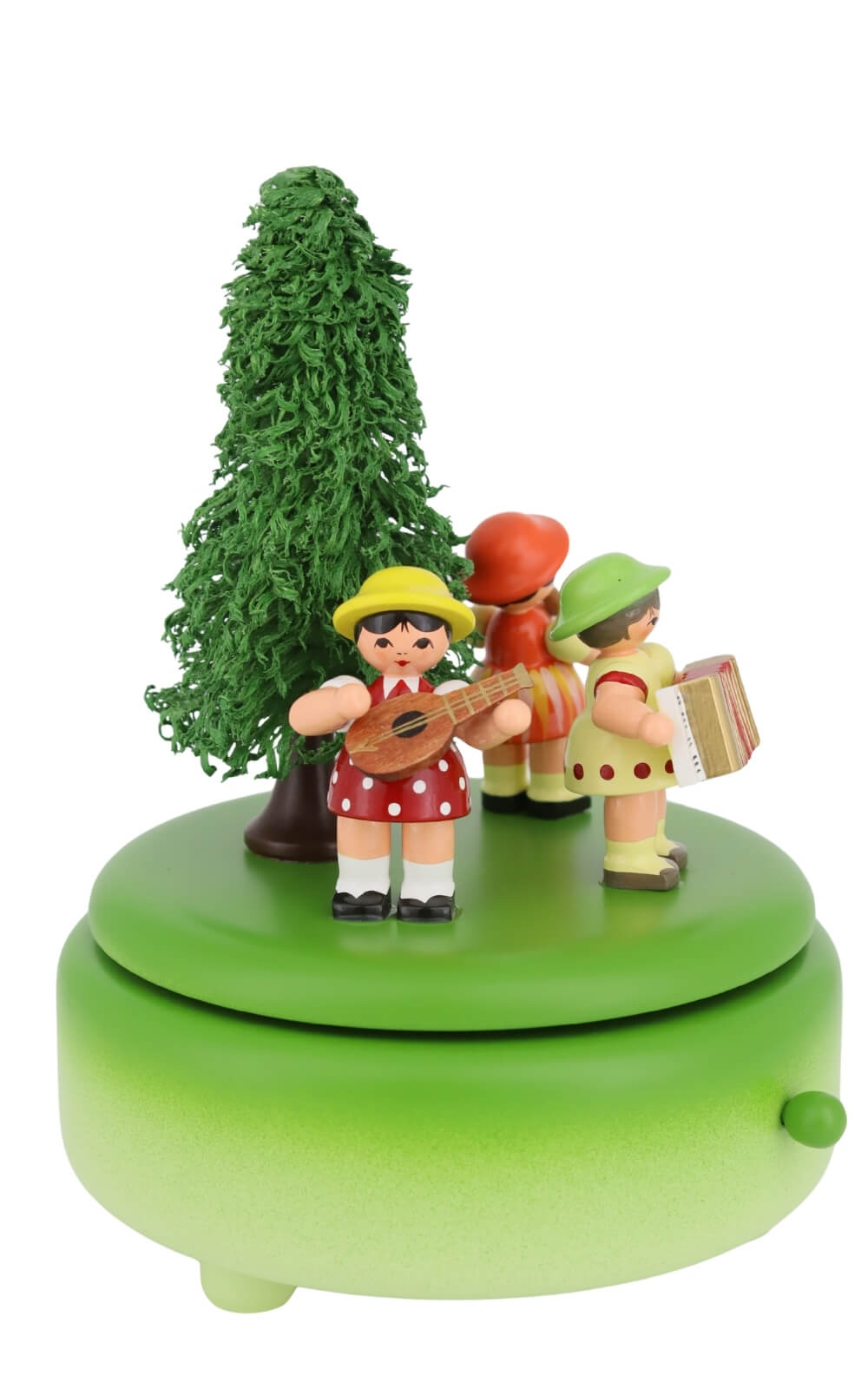 Music box with 3 instrument-playing children, green, by Figurenland Uhlig GmbH3