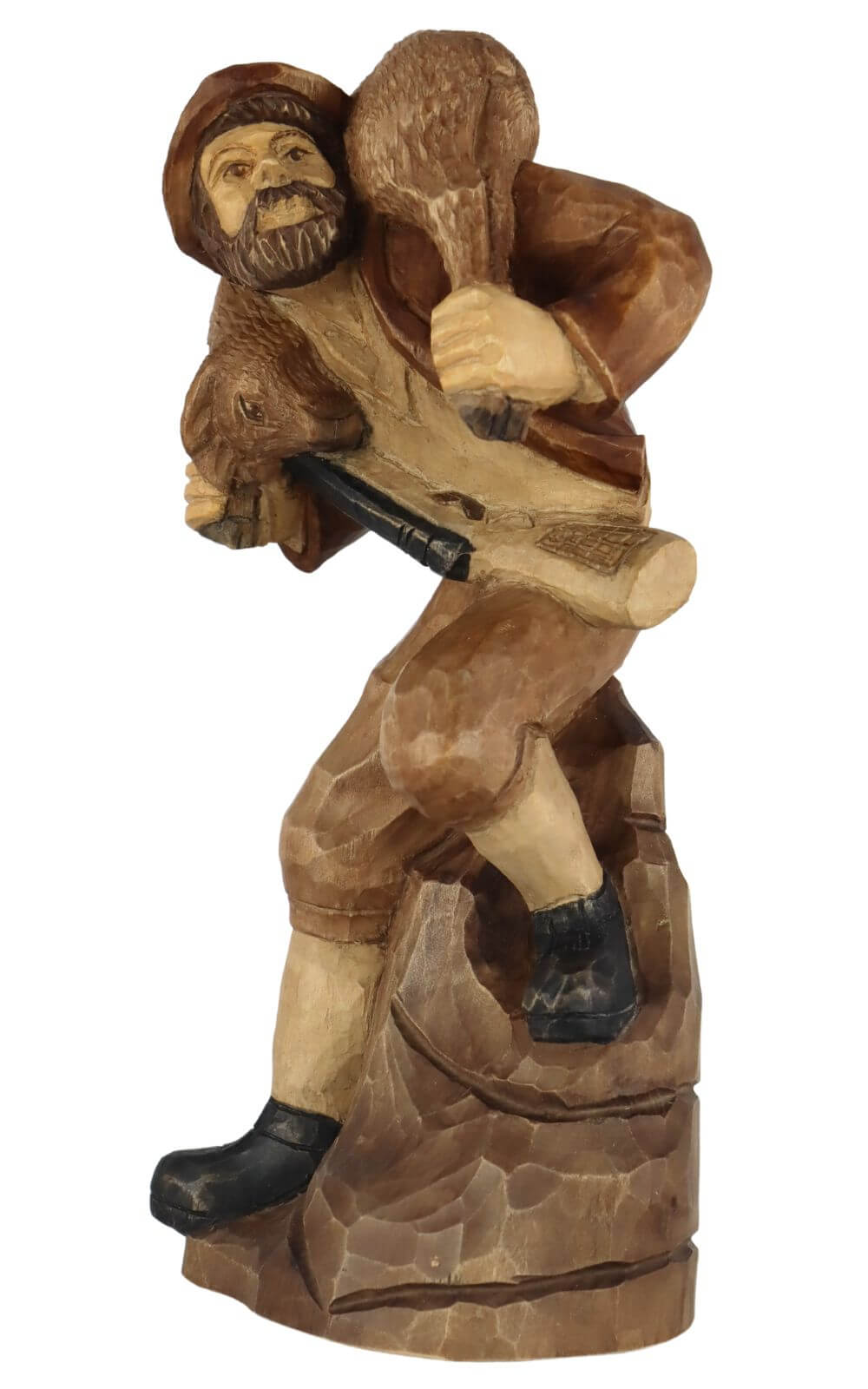 Poacher with deer, carved, stained, 16 cm by Schnitzkunst aus dem Erzgebirge_1