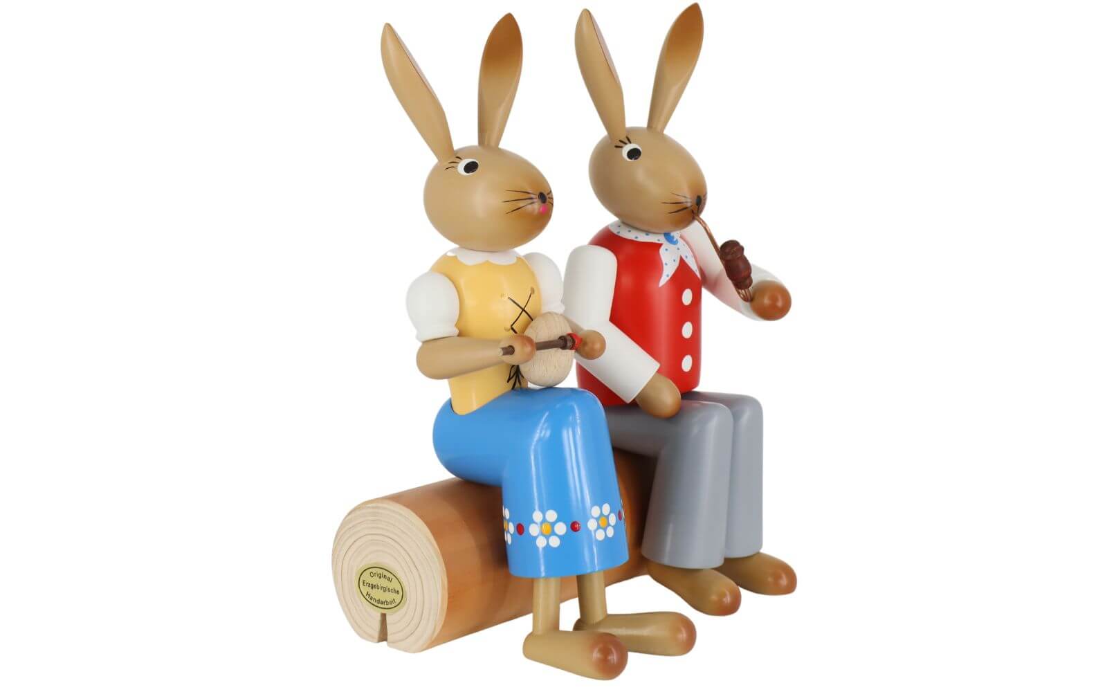 Easter bunny couple on tree trunk, 24 cm by SEIFFEN.COM_2