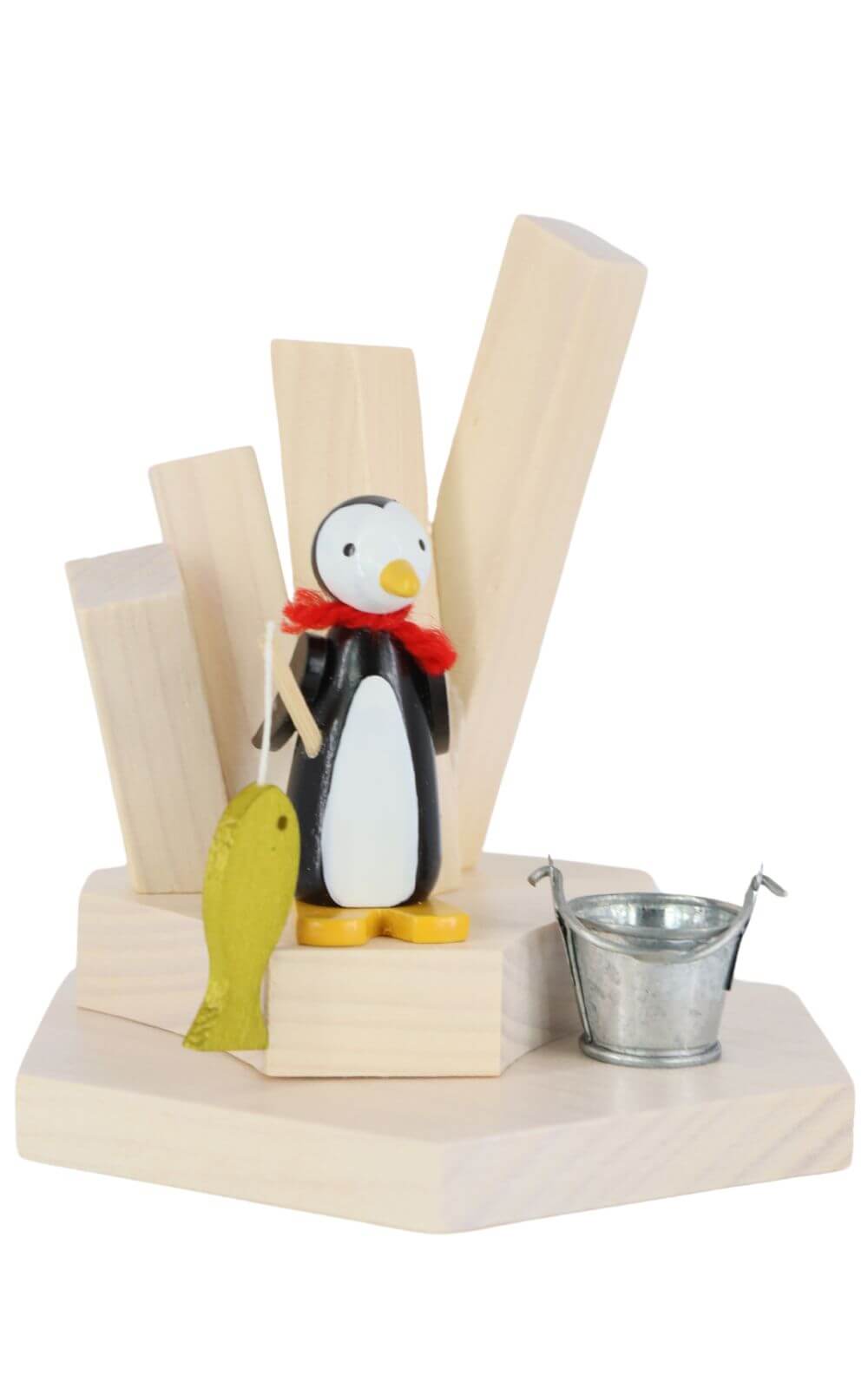Miniature penguin with fishing rod, 9 cm, colored by Ralf Zenker_1
