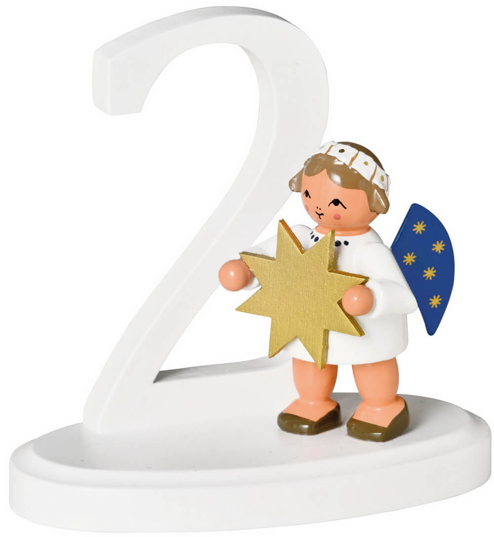 Christmas angel with number 2, 7 cm from KWO