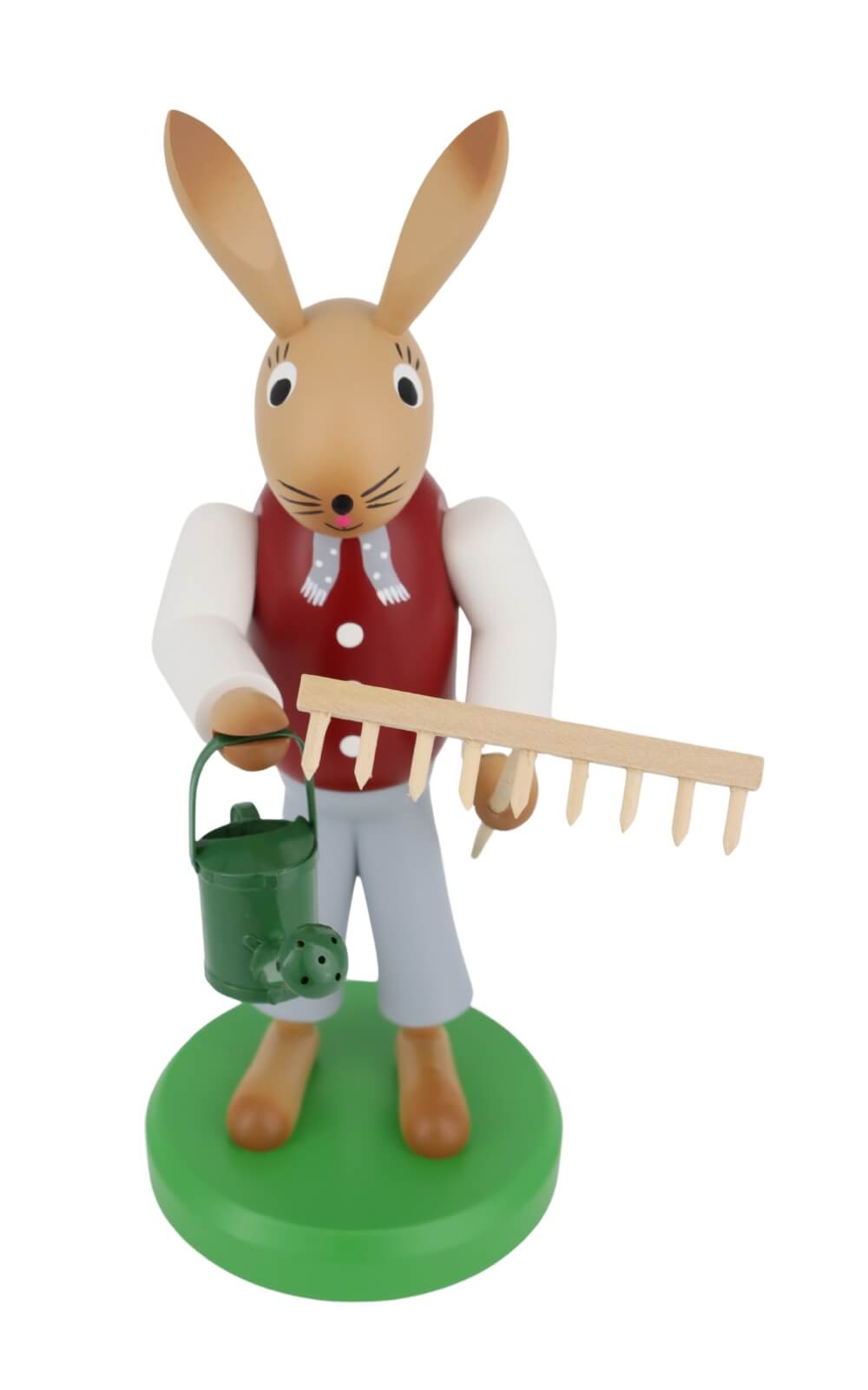 Easter bunny with rake and watering can, 28 cm, colored by SEIFFEN.COM_1