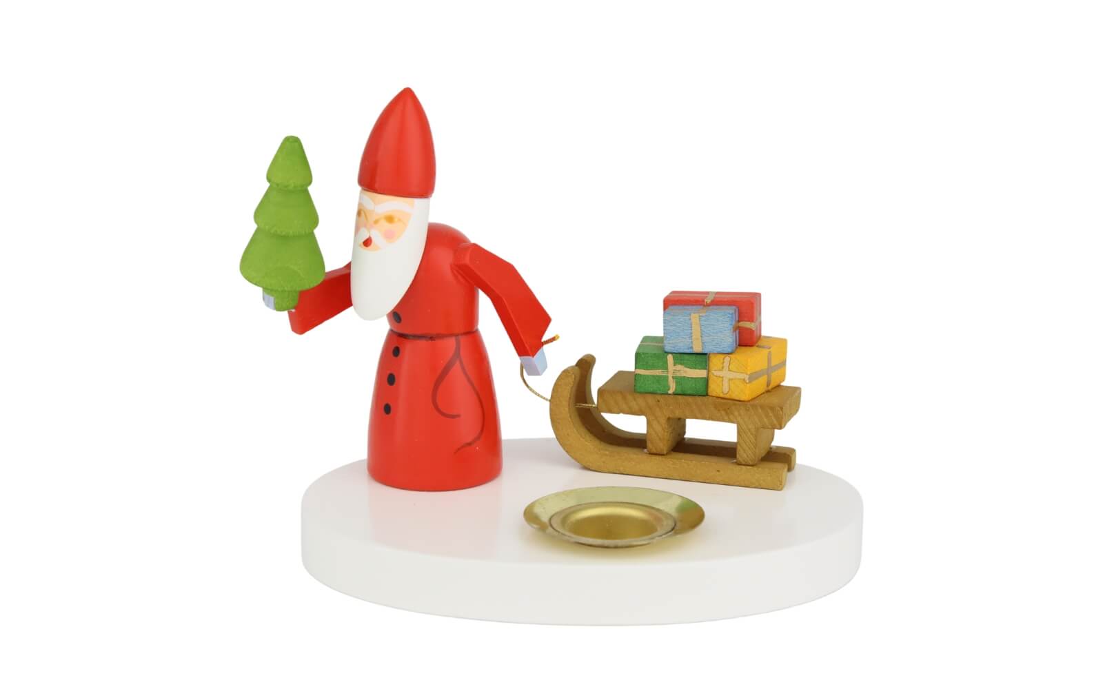 Candle holder Santa Claus with sleigh, colored, 8 cm by Ralf Zenker