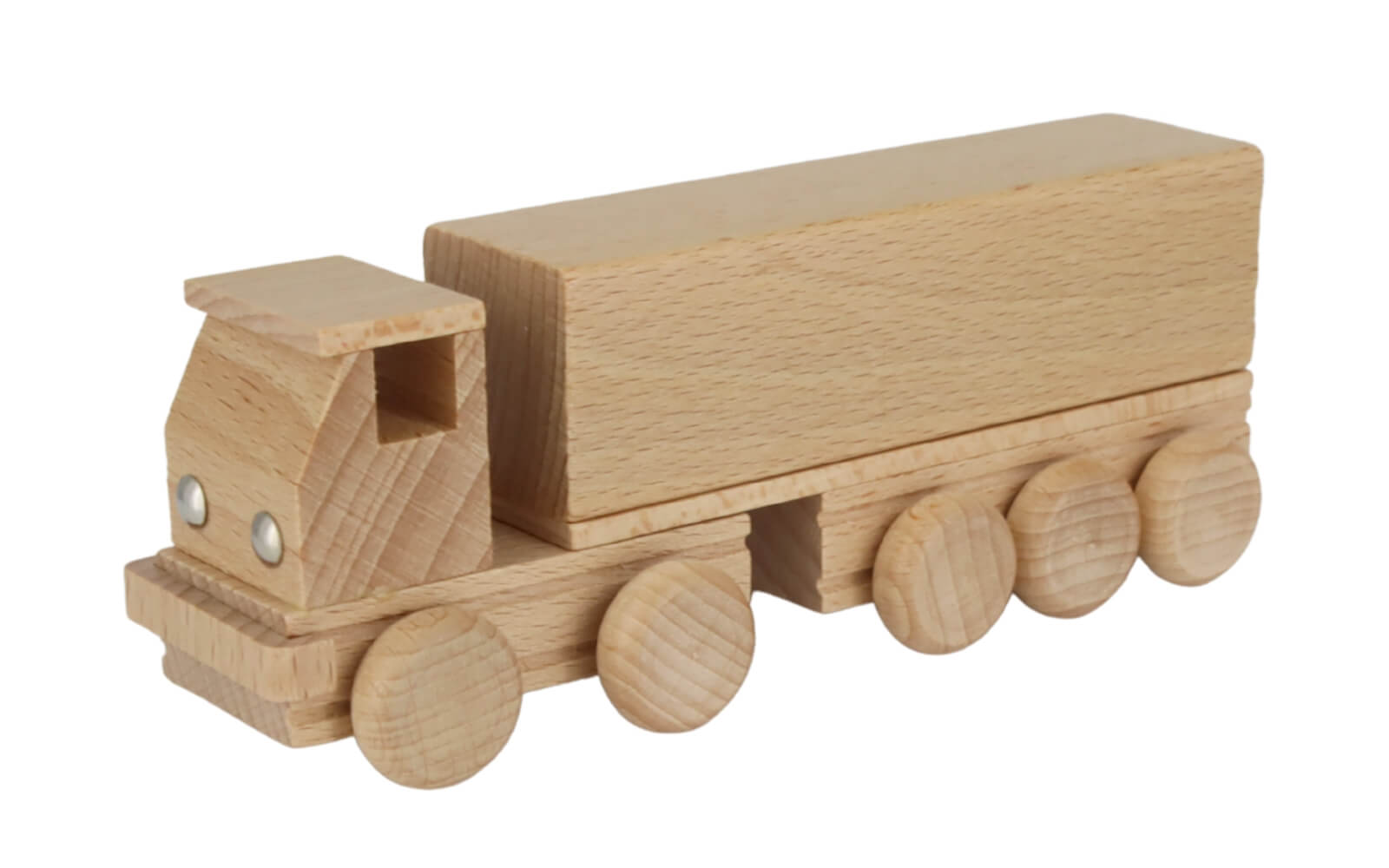 Wooden car articulated lorry with platform, natural by Ebert GmbH_1