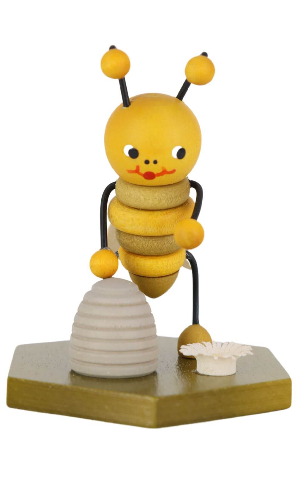 Miniature bee with beehive, 8 cm, colored by Ralf Zenker_1