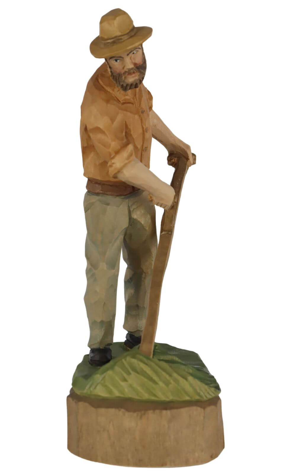 Farmer with scythe, coloured, 12 cm, carved by Schnitzkunst aus dem Erzgebirge_2