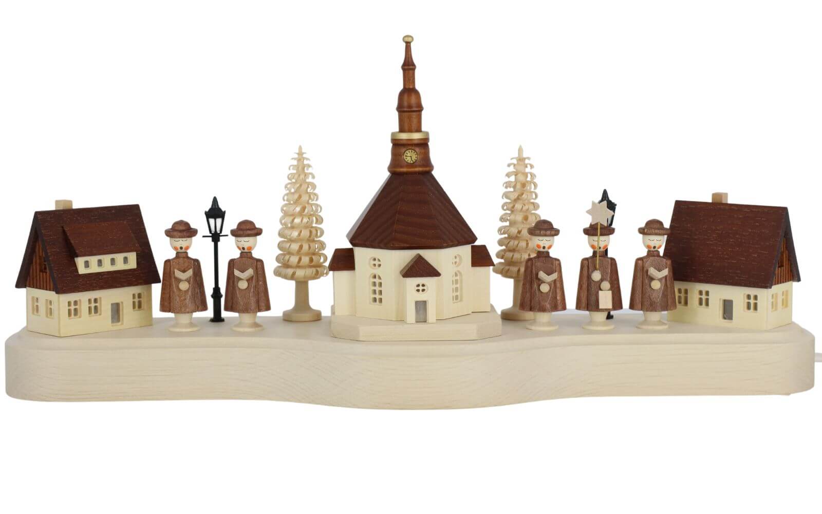Pedestal board with Seiffen village and Kurrende, illuminated by SEIFFEN.COM_2