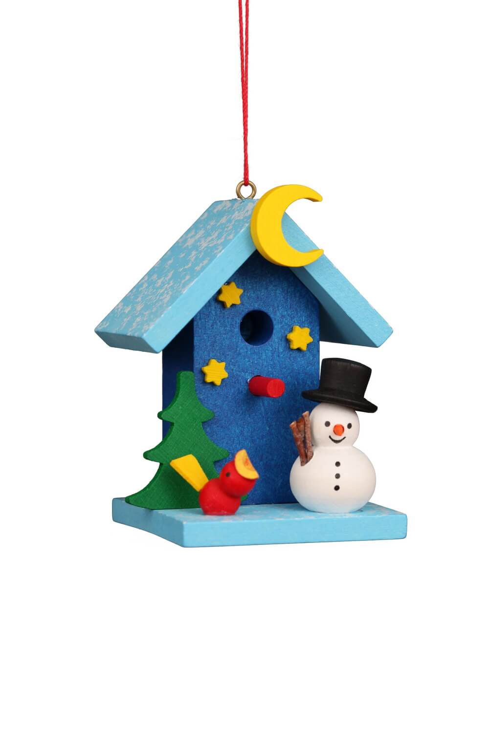 Christmas Tree Ornament Birdhouse with Snowman, 2.76 inches (7 cm) in height by Christian Ulbricht, Made in Germany