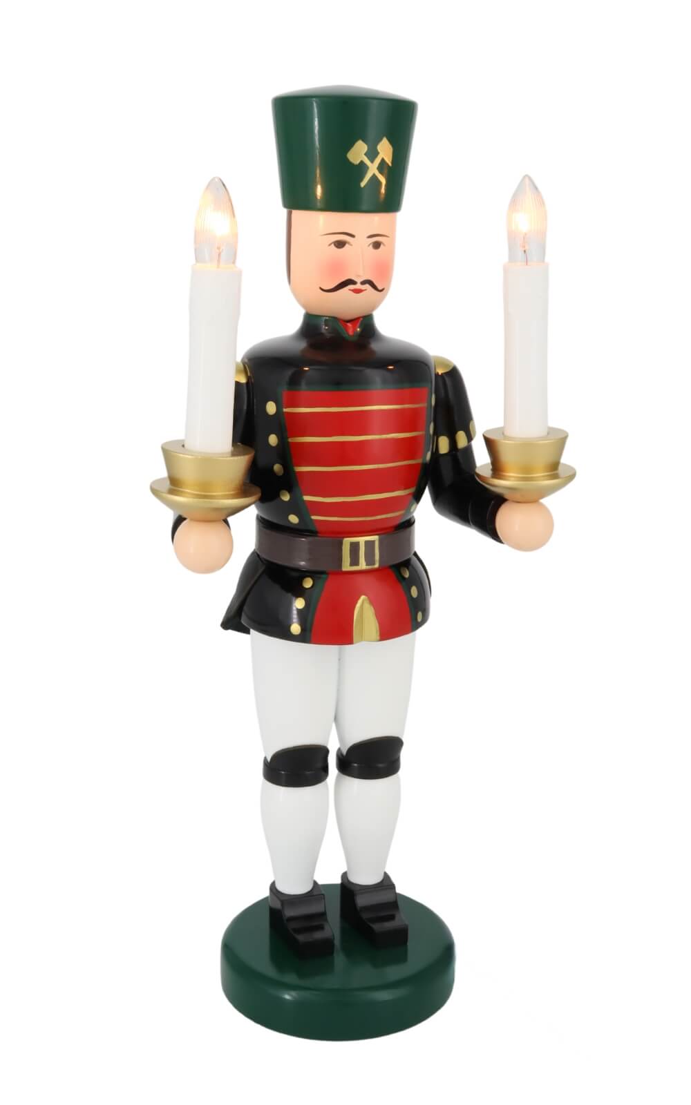 Angel and miner red - gold, 36 cm, electrically illuminated by Holzkunst Gahlenz_4