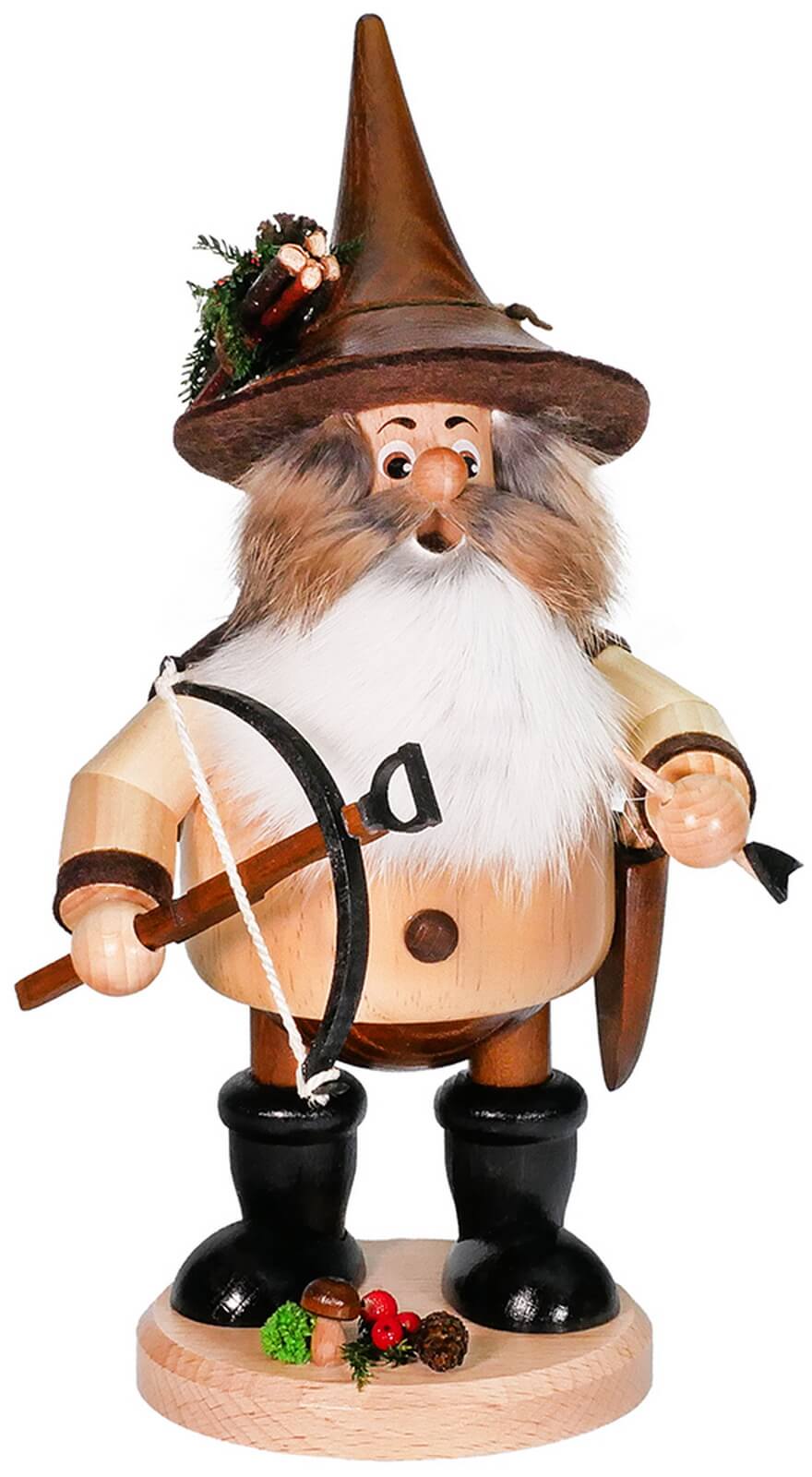 Incense Smoker Gnome with Crossbow, 26 cm by DWU Drechselwerkstatt Uhlig