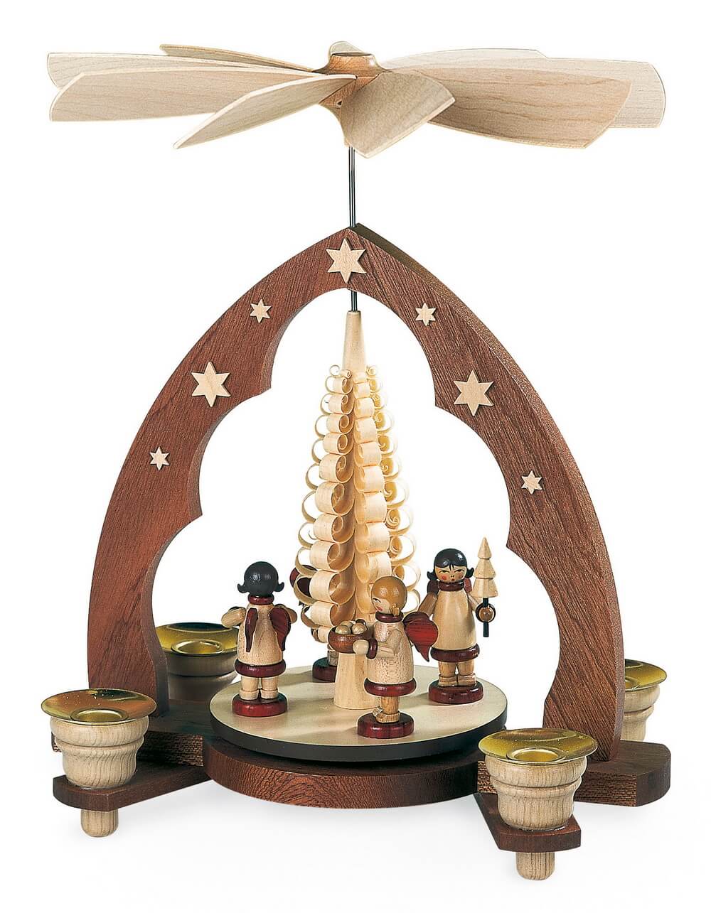 Christmas pyramid gift angel pointed arch, Müller Kleinkunst aus dem Erzgebirge