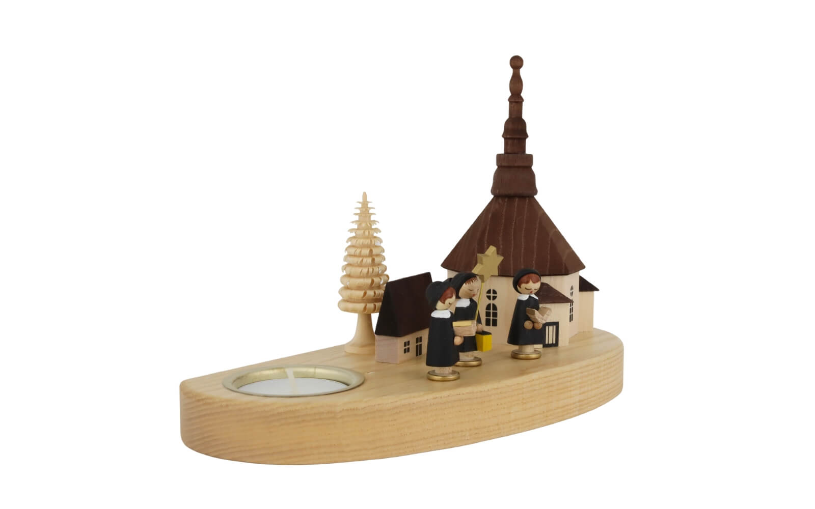 Christmas candle holder Seiffen church with choir, 16 cm / 6,3 inch by Richard Glässer_2