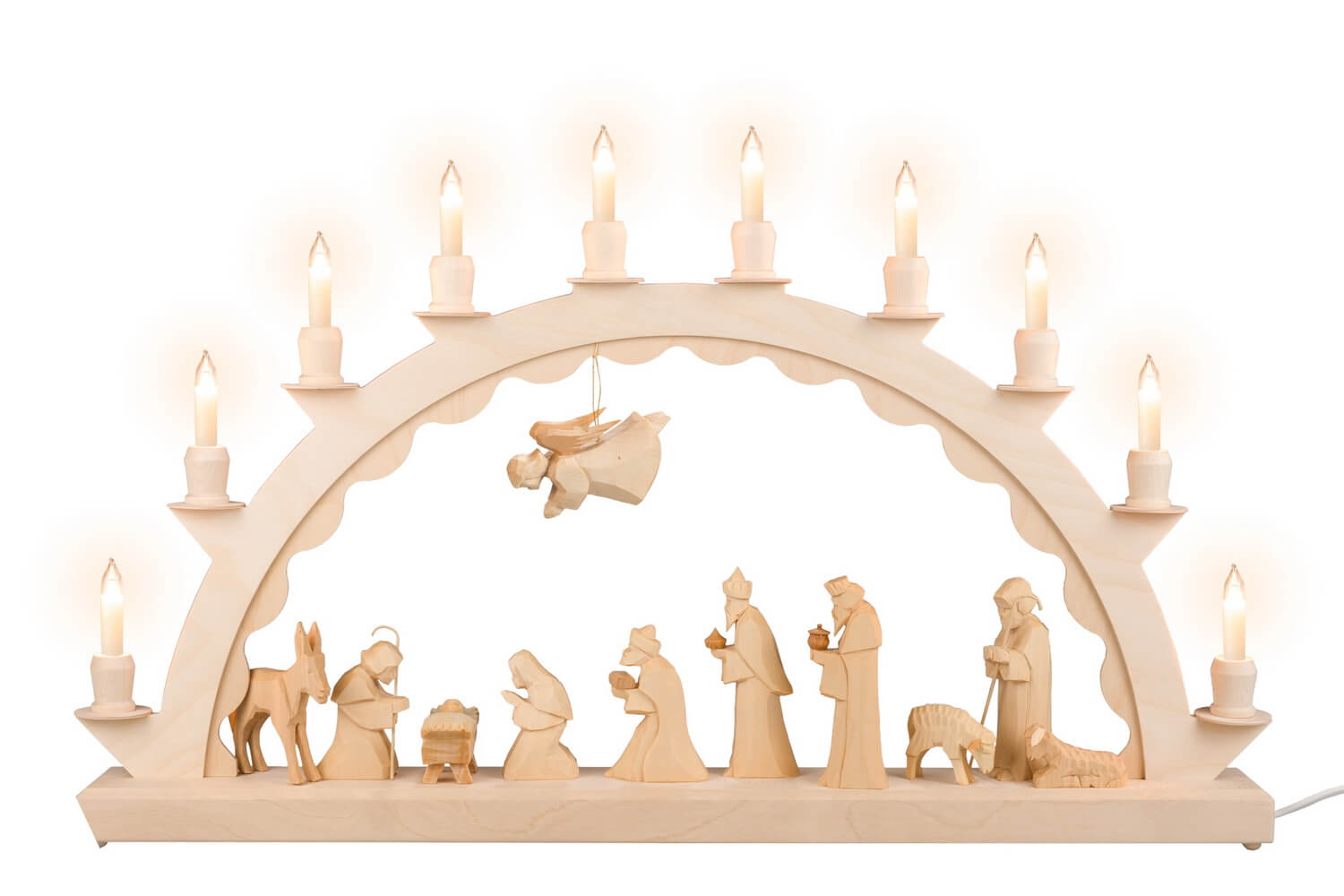 Candle arch with carved Holy Family - Small shaft candles by SEIFFEN.COM