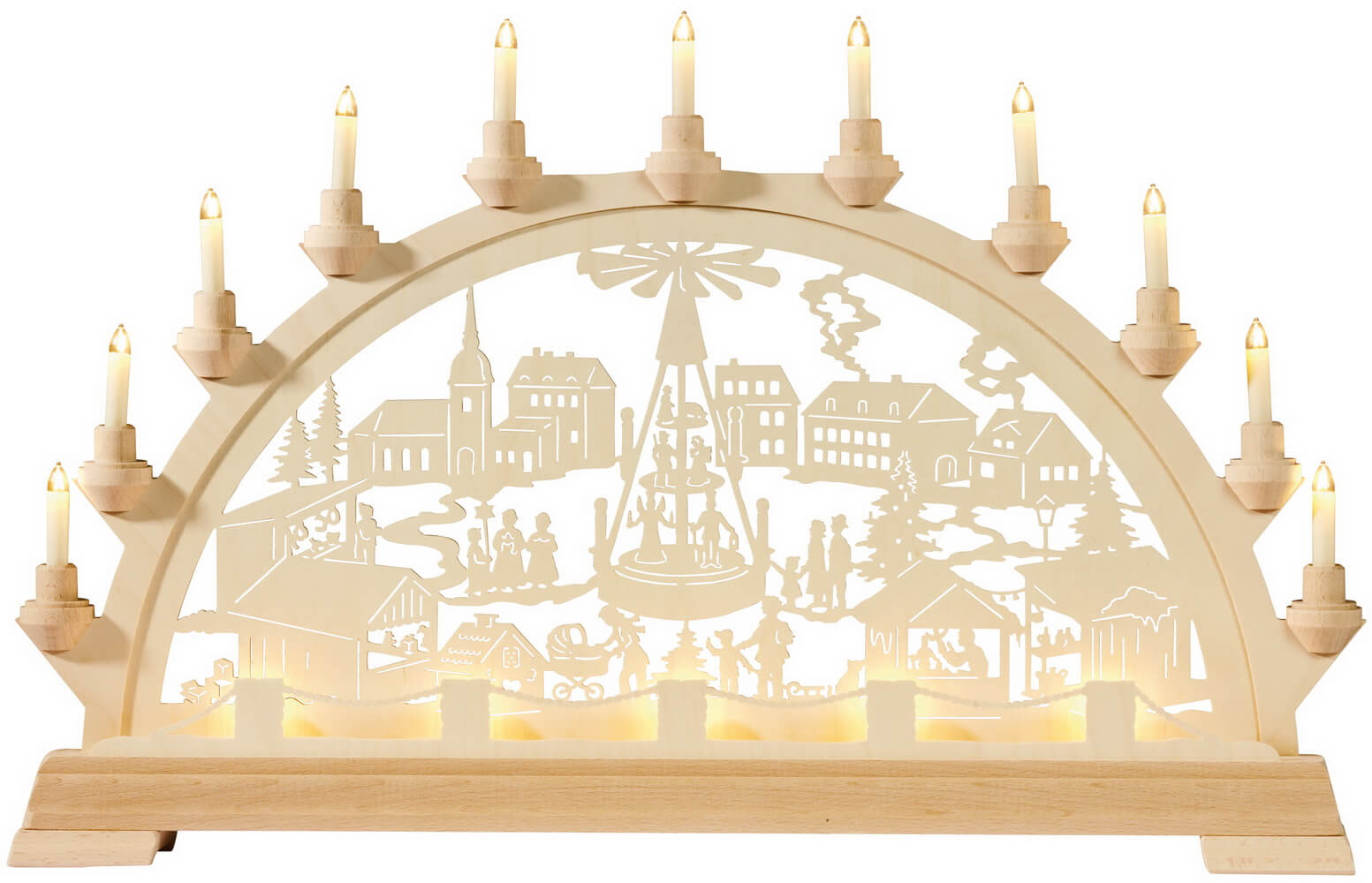 Schwibbogen Weihnachtsmarkt mit Pyramide, 65 cm von KWO