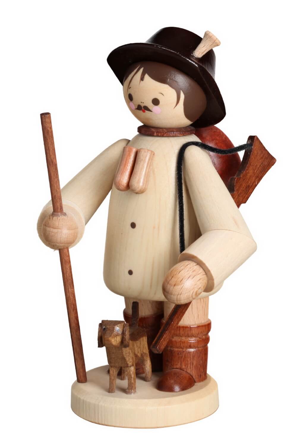 Hunter with dog, 12 cm, natural by Romy Thiel
