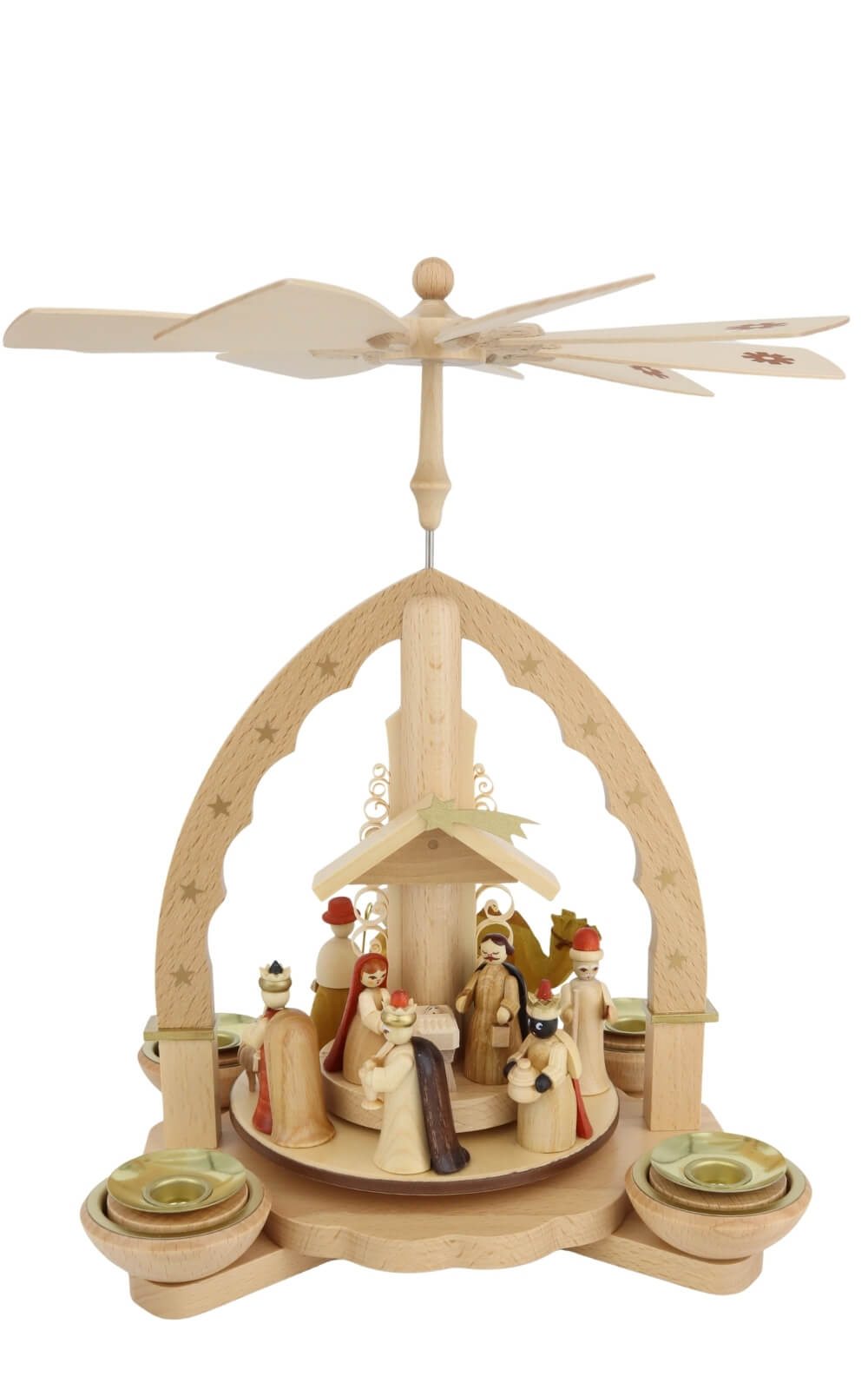 Premium Wooden Christmas Pyramid Nativity with Candles, 29 cm/ 11.4 inch by Richard Glässer, Made in Germany