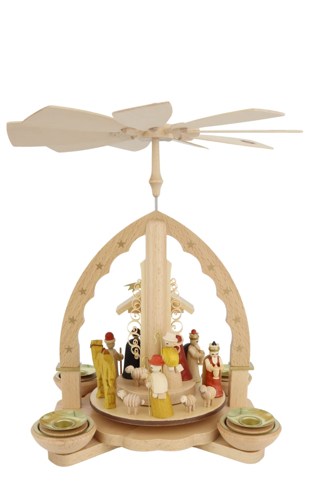 Premium Wooden Christmas Pyramid Nativity with Candles, 29 cm/ 11.4 inch by Richard Glässer, Made in Germany_1