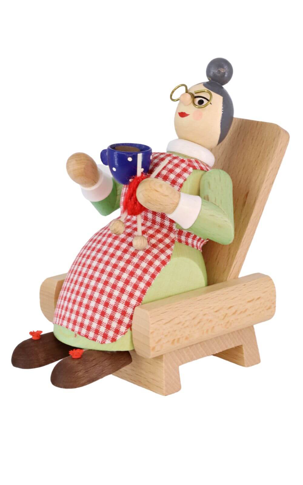 Smoking man Grandma in an armchair, 13 cm, colored by Richard Glässer_2