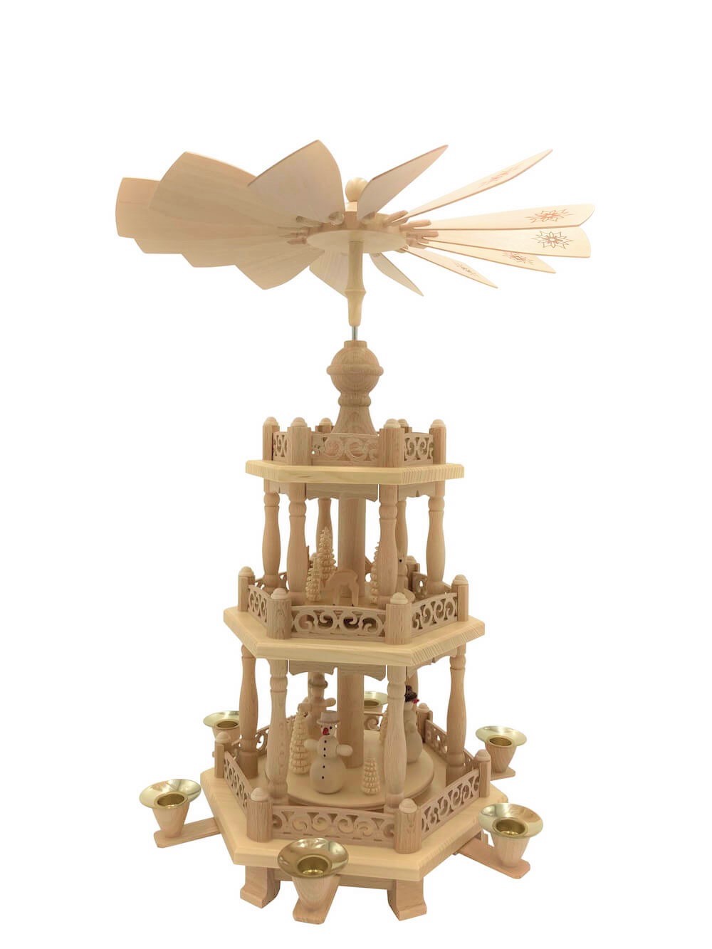 Christmas pyramid with snowmen and roe deer, 2 - tiered, 47 cm by Richard Glässer_Picture2