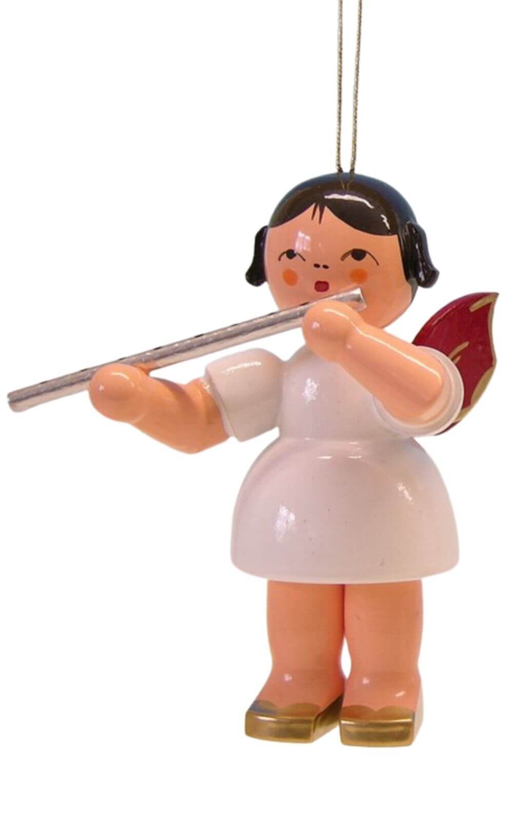 Hovering angel with flute and red wings by Figurenland Uhlig GmbH