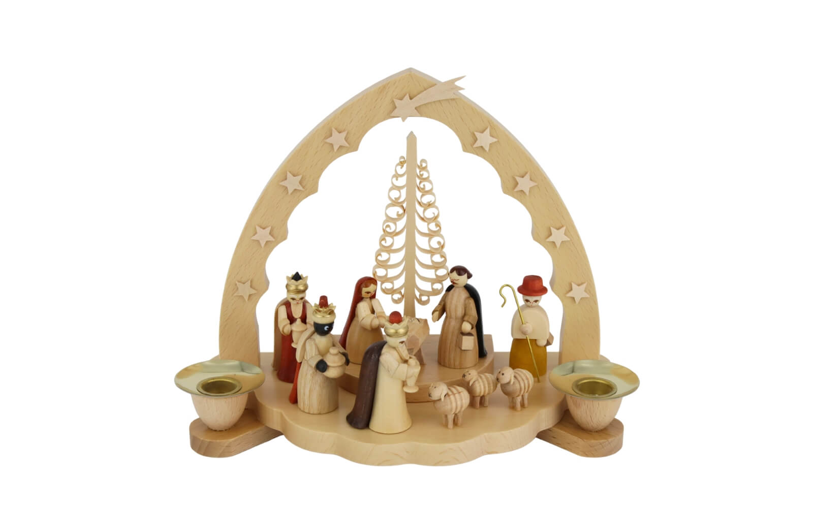 Candle holder with Holy Family, 20 cm / 7,8 inch, natural by Richard Glässer_1