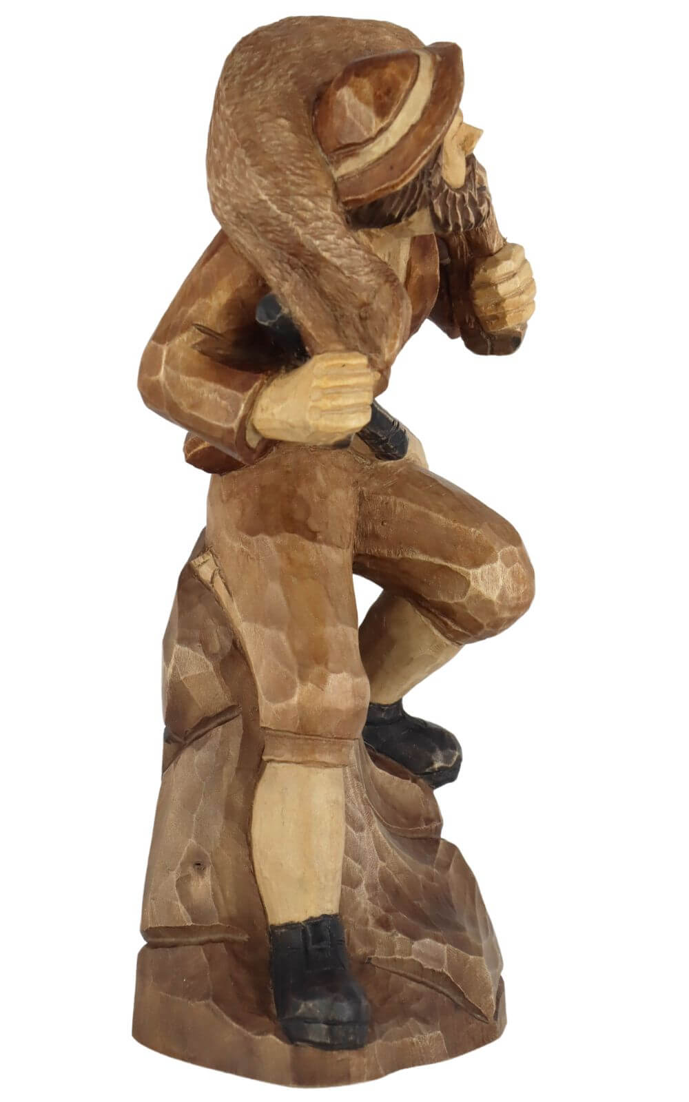 Poacher with deer, carved, stained, 20 cm by Schnitzkunst aus dem Erzgebirge_2