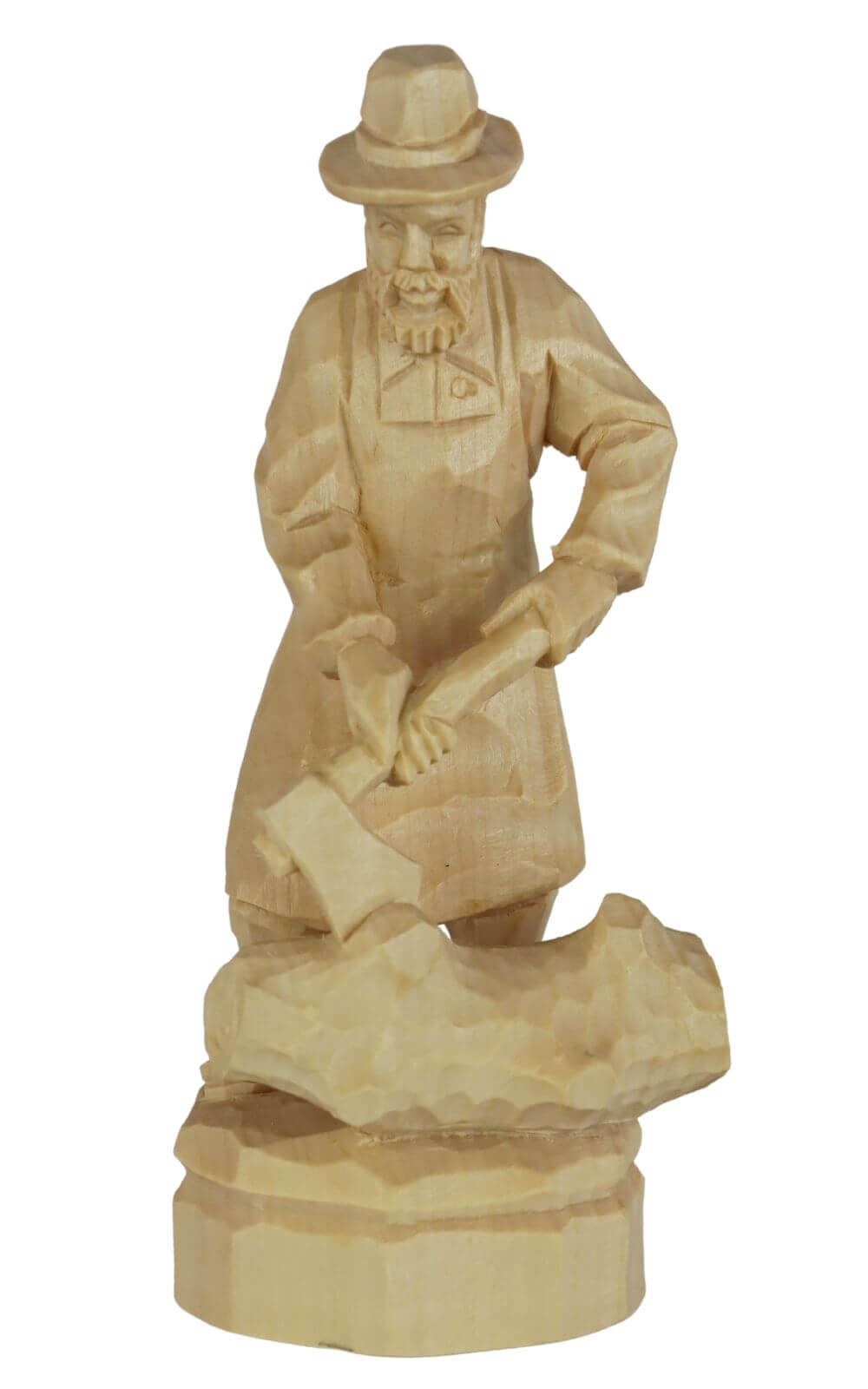 Lumberjack, natural, carved, 25 cm by Schnitzkunst aus dem Erzgebirge