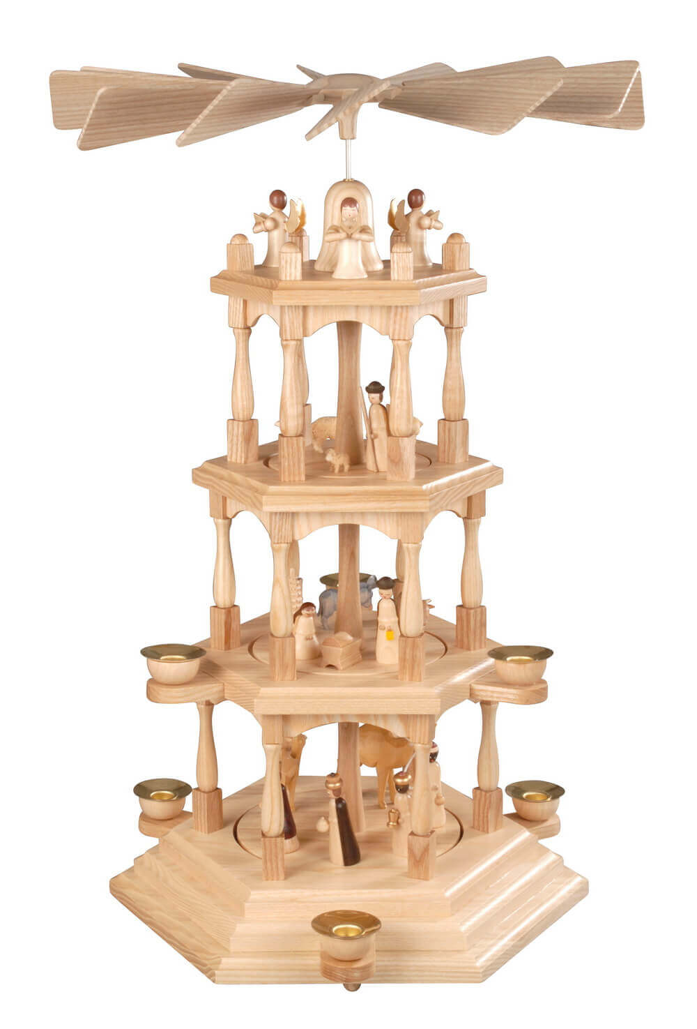 Christmas pyramid Holy Family, natural, 4-storey, 52 cm by Albin Preißler