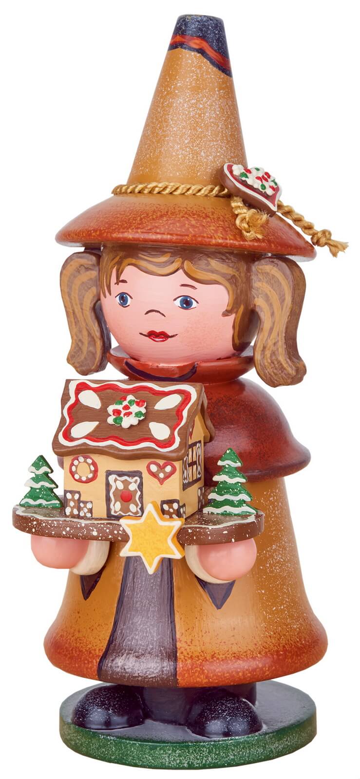 Smoking gnome with gingerbread house by Hubrig Volkskunst