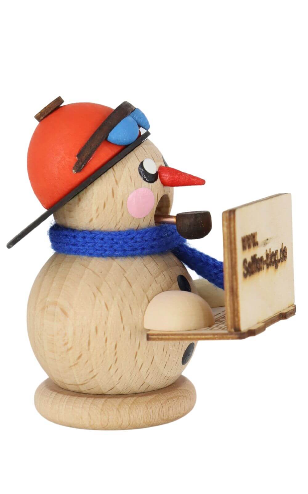 Smoking man snowman Bloggi with laptop, natural by Gerd Hofmann_2