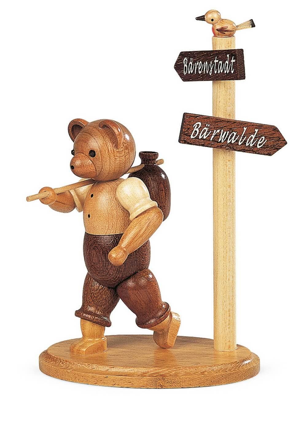 Teddy - Hiker at the signpost, 14 cm, natural by Müller Kleinkunst