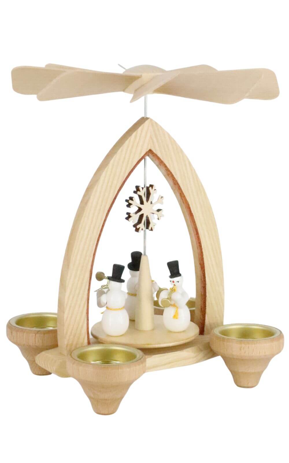 Christmas pyramid with snowman musician for tea lights, 24 cm by Heinz Lorenz_2