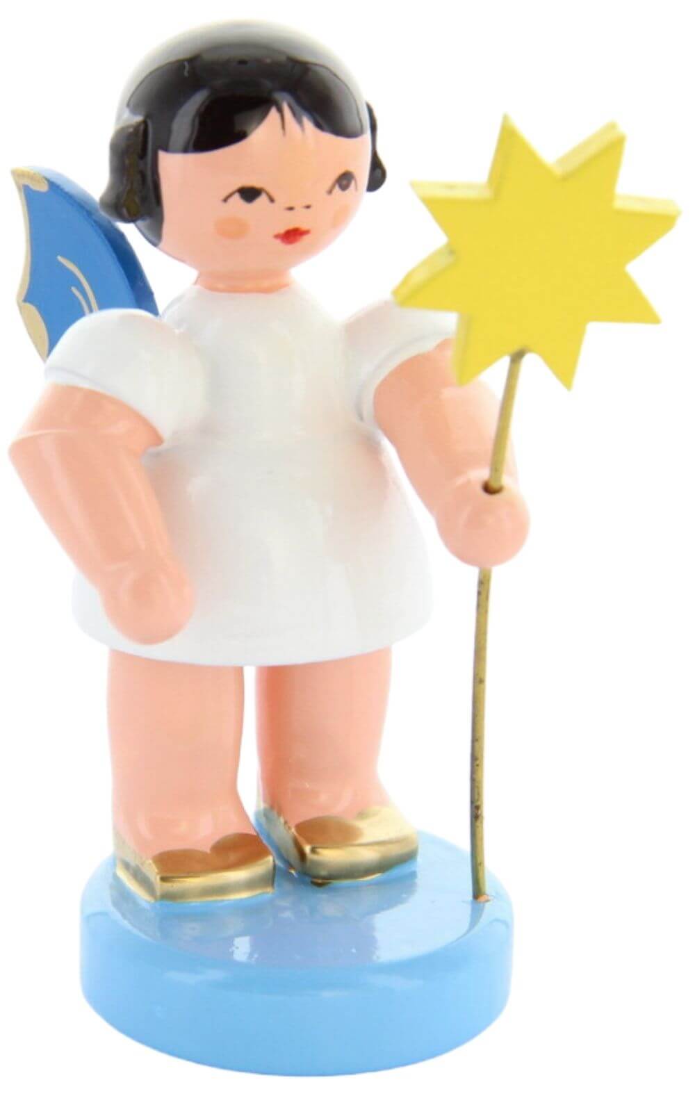 Christmas angel with star and blue wings by Figurenland Uhlig