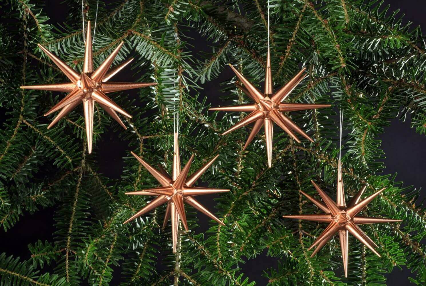 Wooden Christmas tree decorations, Christmas stars copper, 4 pieces by Albin Preißler_pic2