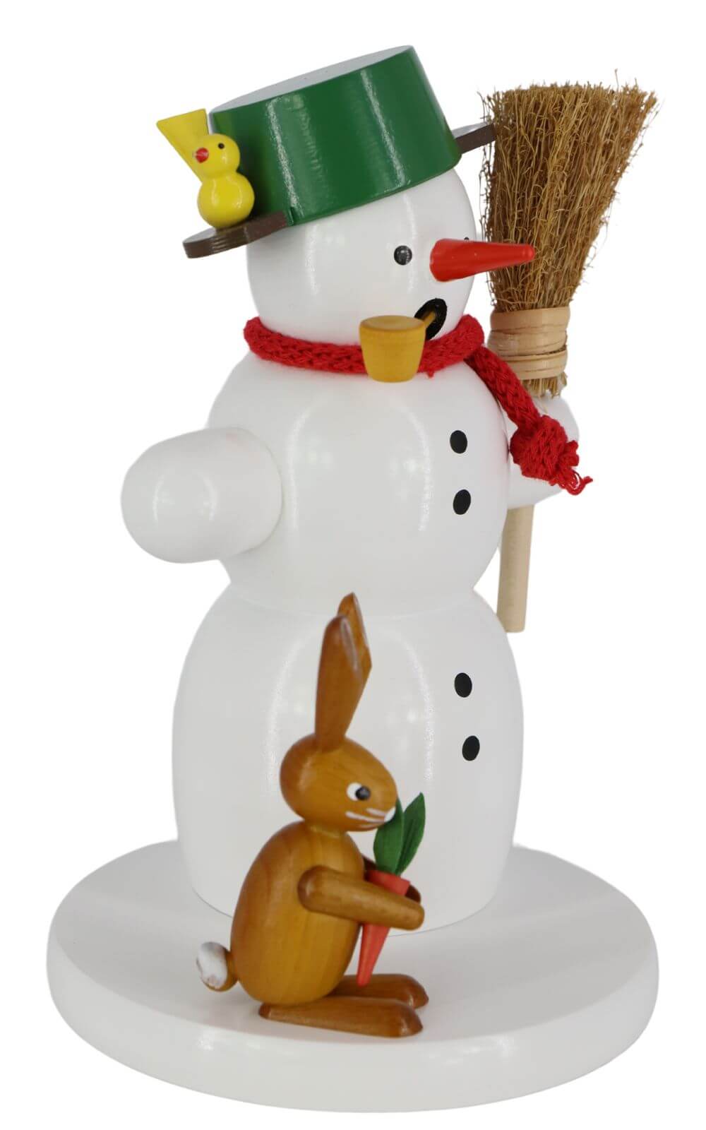 Smoking man snowman with rabbit, 18 cm by Volker Zenker_2