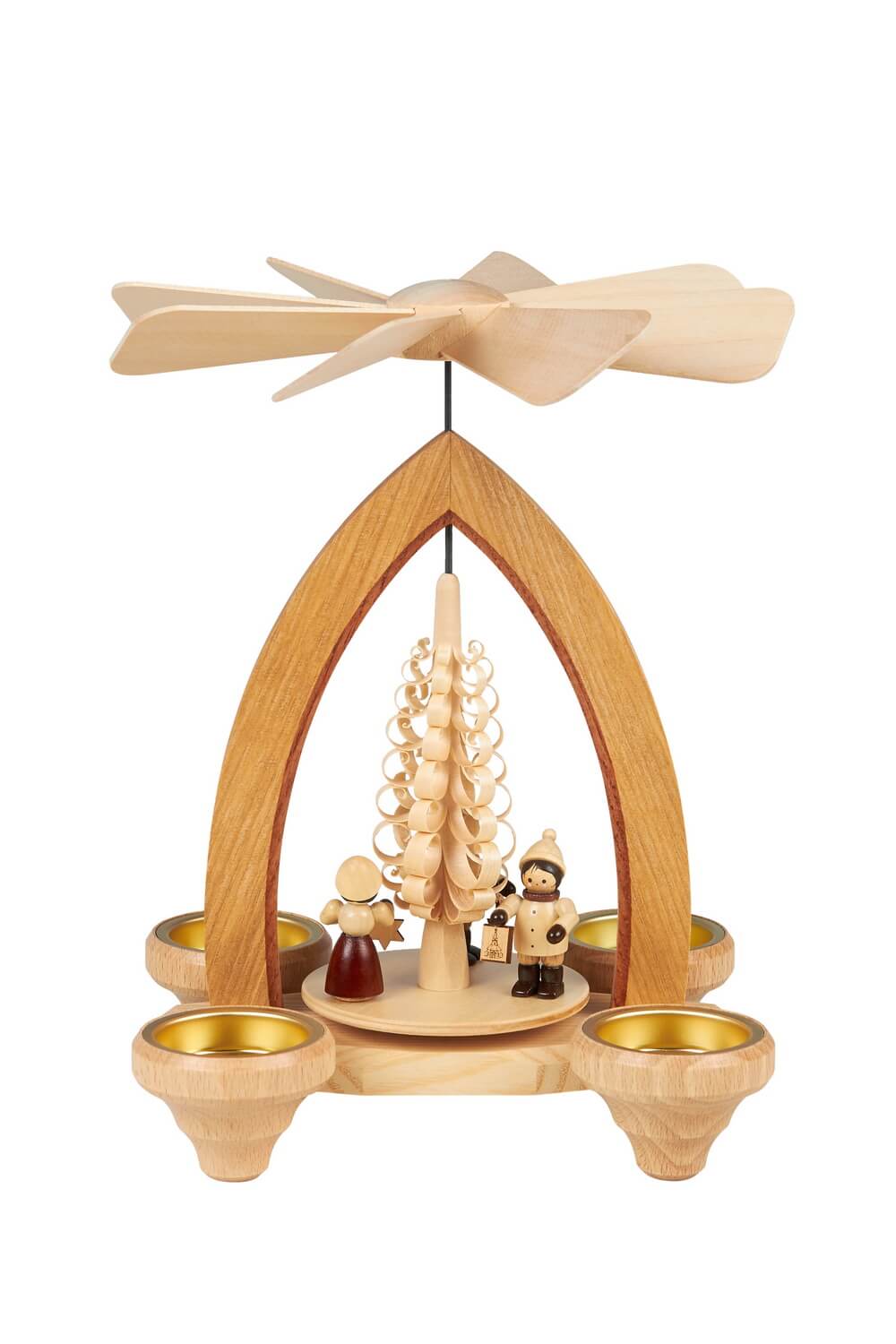 Christmas pyramid for tea lights Lampion children, 26 cm, natural by Heinz Lorenz