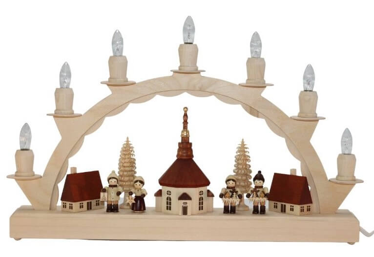 Candle arch Seiffen village with Romy Thiel children, 38 cm by SEIFFEN.COM_2