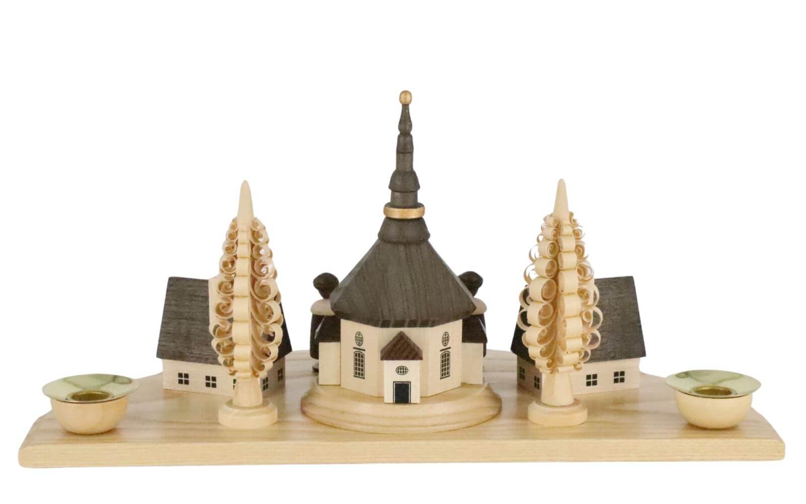 Christmas candle holder Seiffener Dorf with Kurrende, natural, 30 cm by Albin Preißler_3
