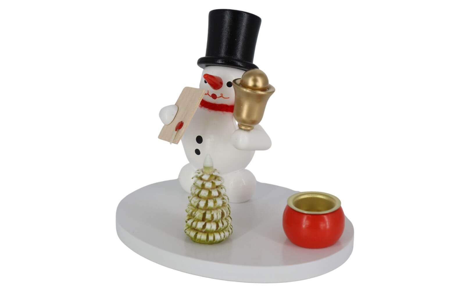 Candle holder with snowman crier, colored, 8 cm by Volker Zenker_2