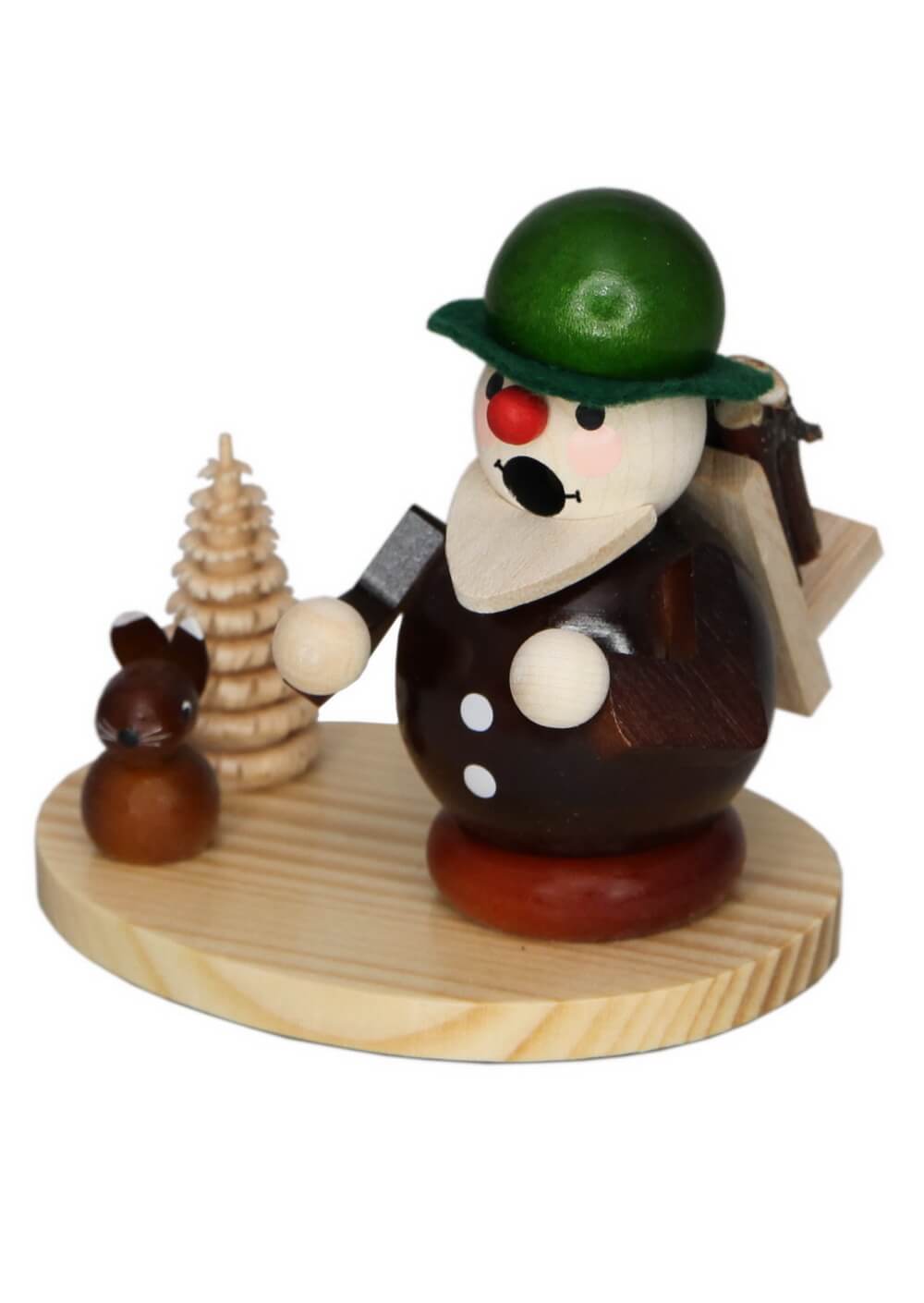 Smoking man wooden collector with rabbit, 8 cm by Ralf Zenker