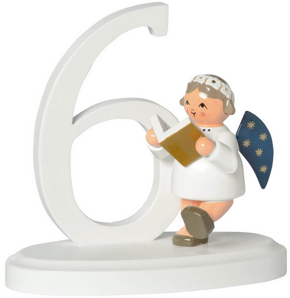 Christmas angel with number 6, 7 cm from KWO