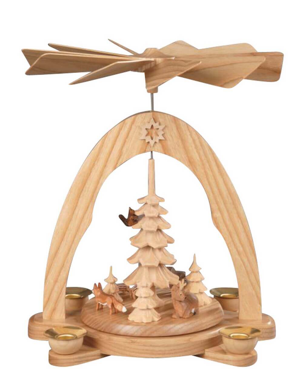 Christmas pyramid with forest animals, natural, 28 cm by Albin Preißler